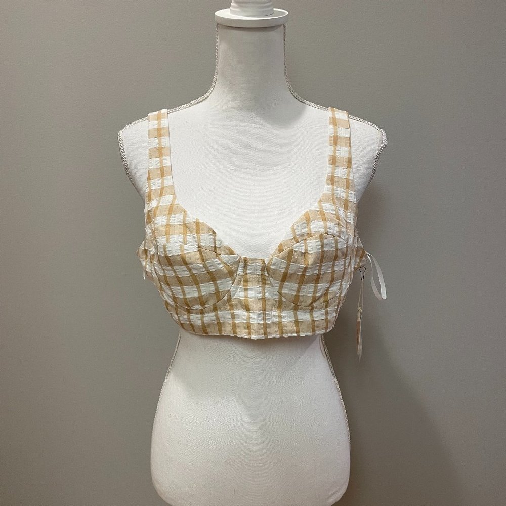 NWT Camila Coelho Gingham Bustier Crop Top